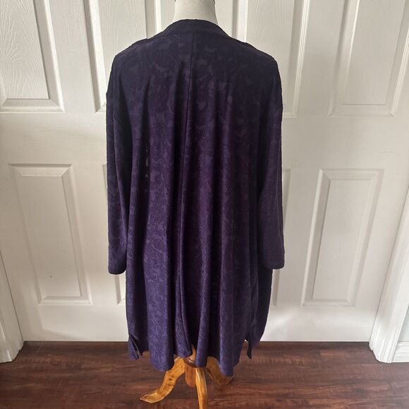 Catherines Anywhere Womens Open Cardigan Plus 5X Purple Burnout Paisley Travel - Picture 3 of 10